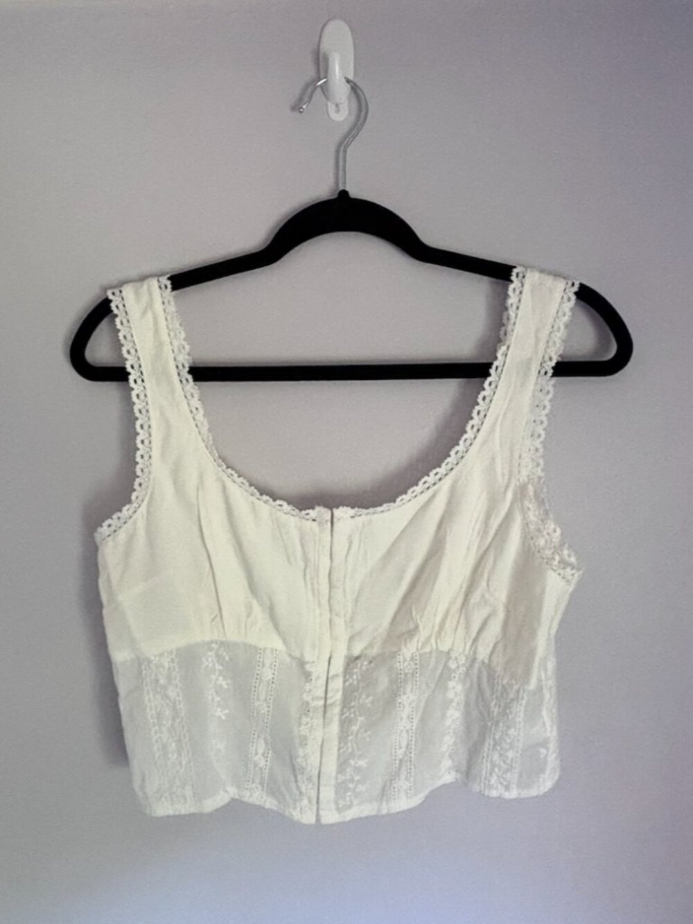 LA Hearts Femme Hook-and-Eye White Crop Top Sz. L NWT
